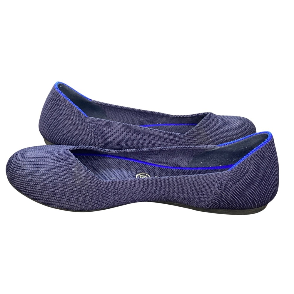 Rothys The Flat Navy Blue Round Toe Knit Sustainable Ballet Flats Womens 8 - Picture 3 of 10